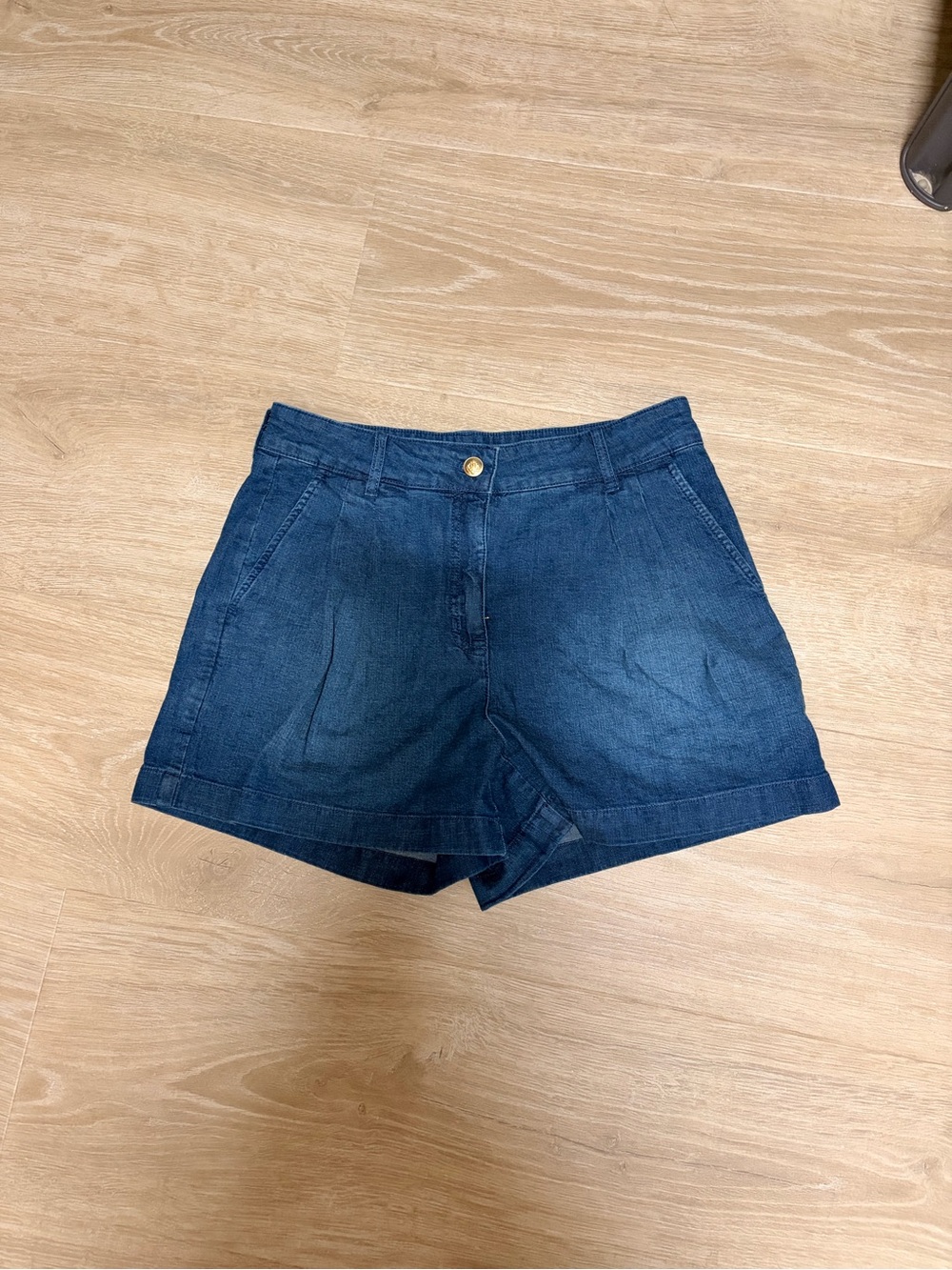 J. Crew Dark Blue High-Waist Denim Shorts